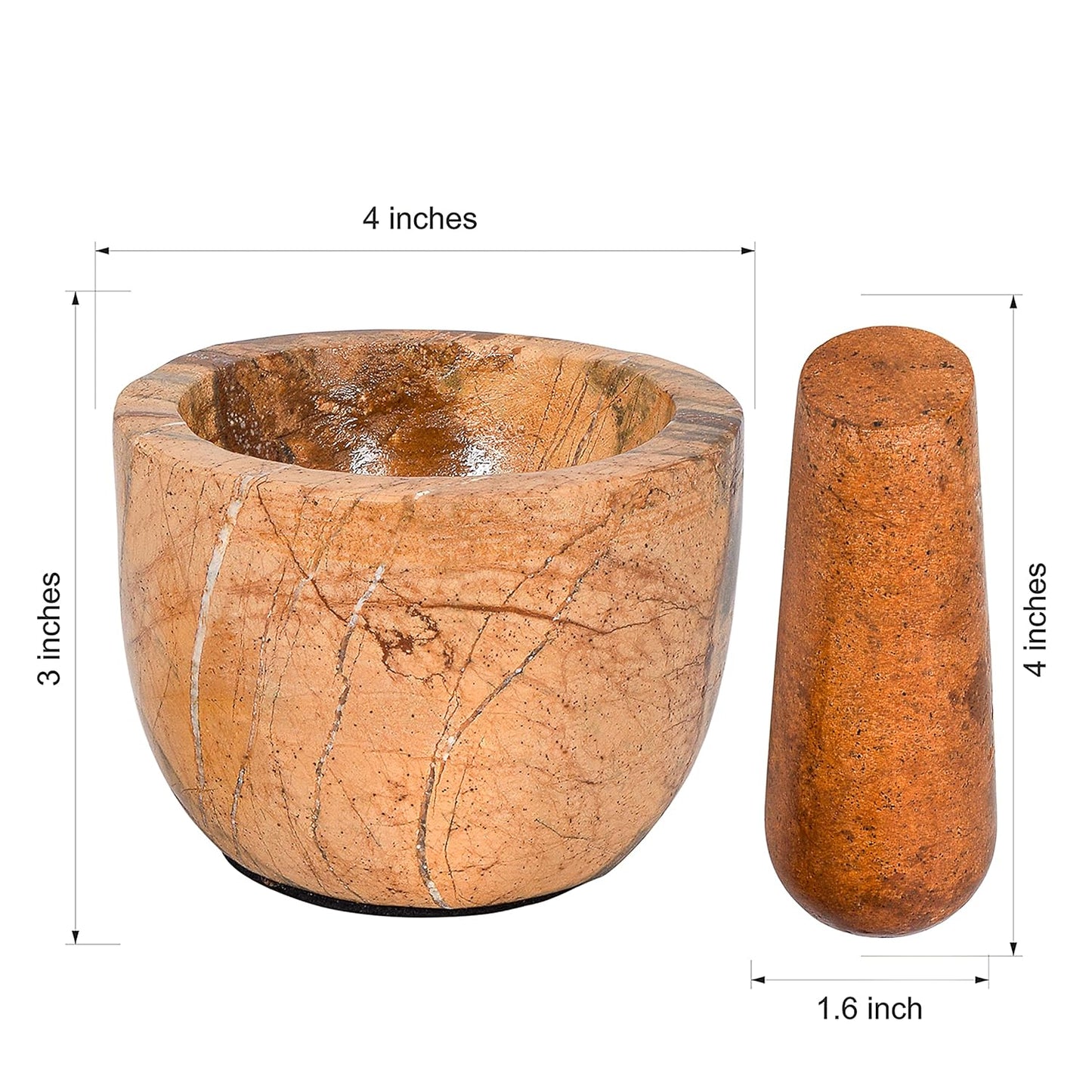 Mortar and Pestle, Made of Heavy Duty Polished Hard Stone, Natural Stone Grinder for Spices, Pastes, Herbs, Seasoning etc. (Bidasar)