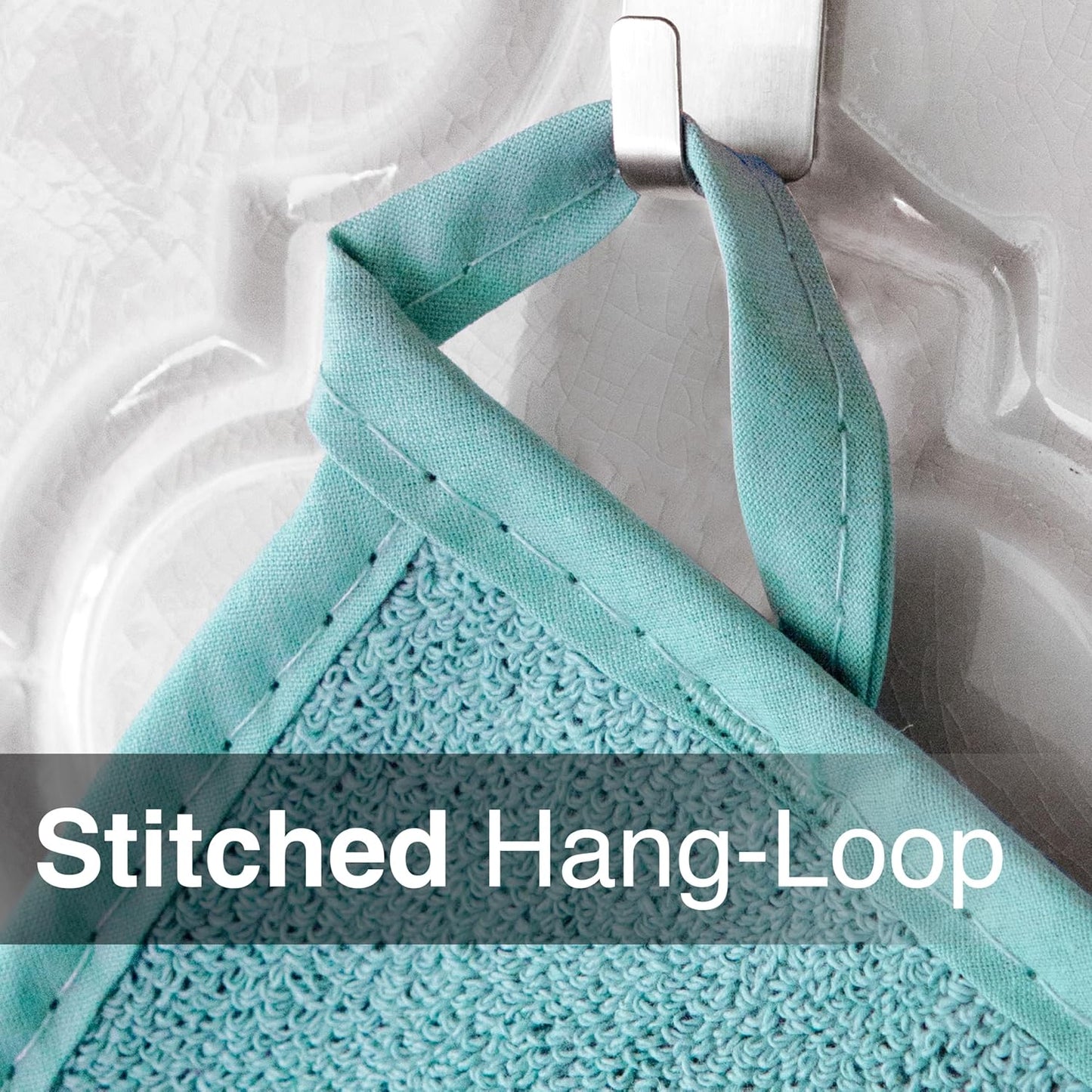 RITZ Terry Potholder & Hot Pad: Unparalleled Heat Resistant, Durable 100% Cotton – Ergonomically Designed for Optimal Grip – Easy-Care Machine Washable – 2-Pack, Dew