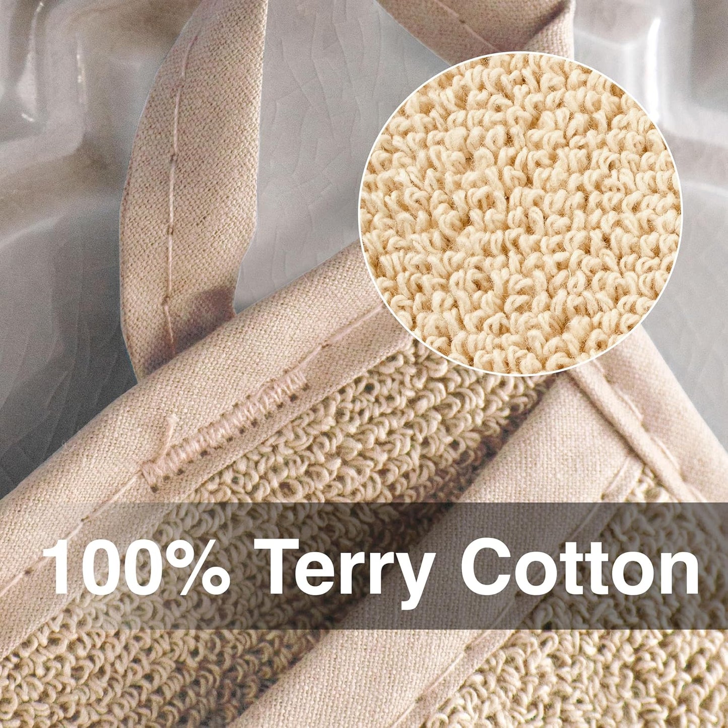 RITZ Terry Pocket Mitt & Hot Pad: Unparalleled Heat Resistant, Durable 100% Cotton,Ergonomically Designed for Optimal Grip, Easy-Care Machine Washable 4-Pack, Latte