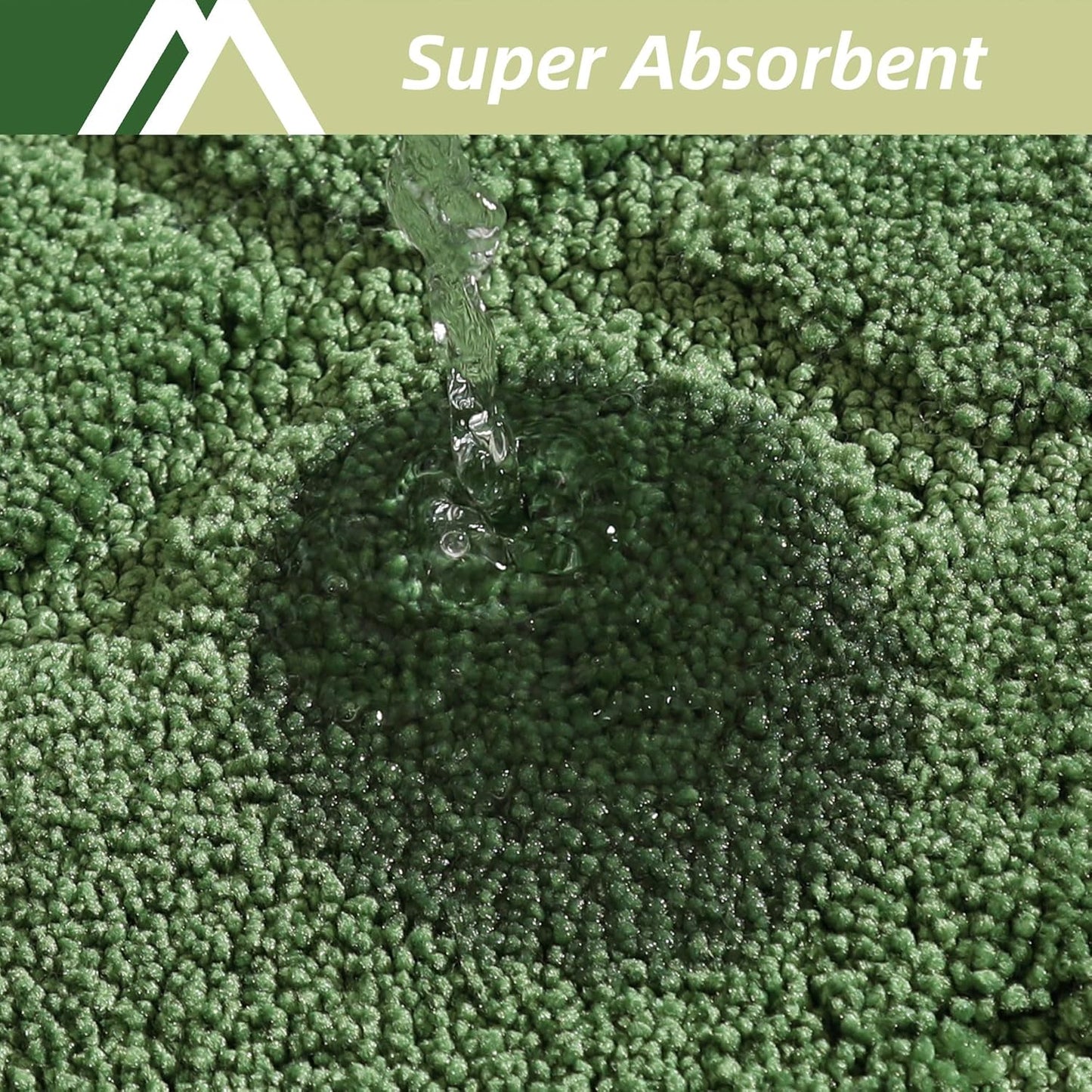 COSY HOMEER Soft Kitchen Rugs [2 PCS] for in Front of Sink Super Absorbent Kitchen Floor Mats and Mats 20x30 Inch/20X48 Non-Skid Kitchen Mat Standing Mat Washable,Polyester,Green