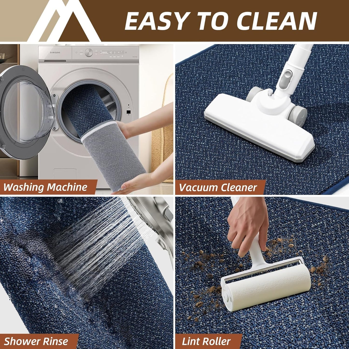 COSY HOMEER Kitchen Rugs 20"x32" Non-Slip Kitchen Mats for Floor Absorbent Stain Resistant Kitchen Floor Mat Machine Washable Rugs for Kitchen,Hallway,Sink,Navy Blue