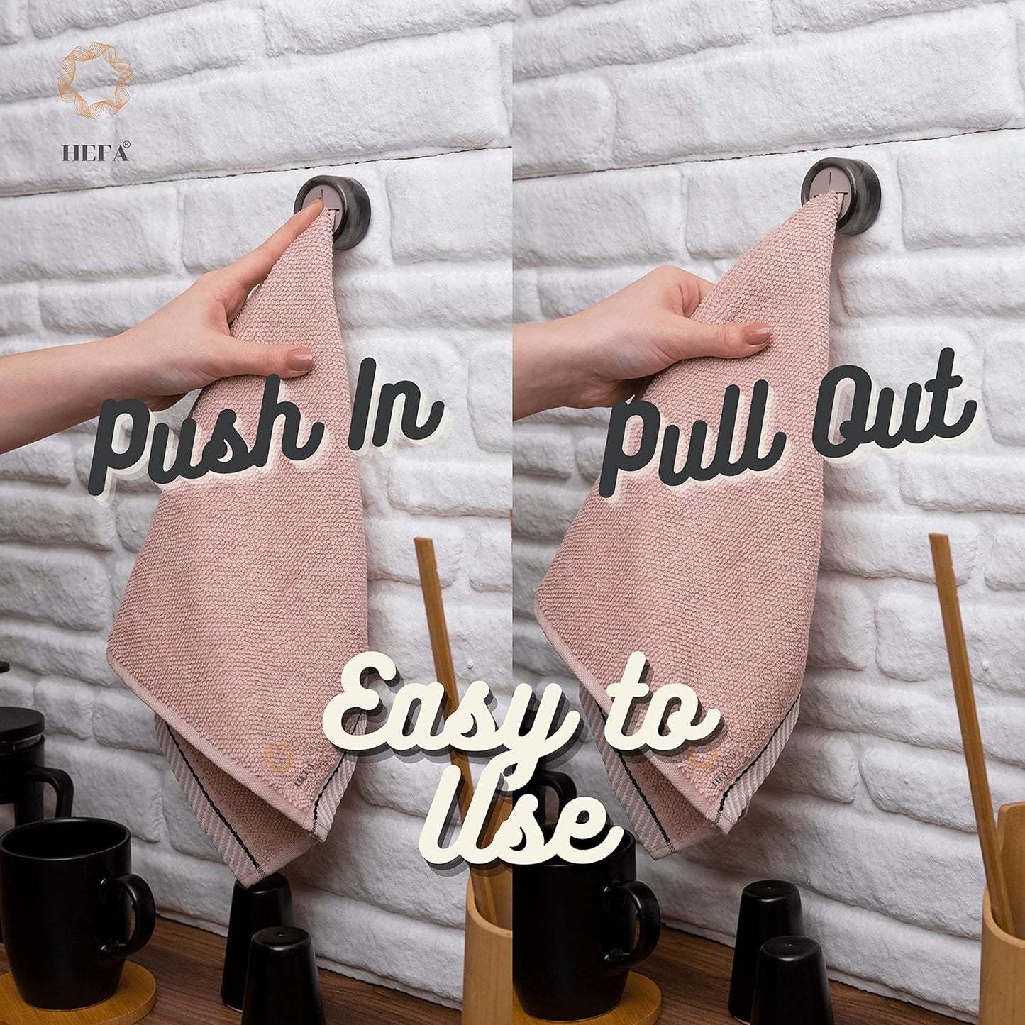 HEFA Eco-Friendly 8 Pack Ultimate Kitchen Towel Hooks - Enhance Space with Hand, Dish & Kitchen Towel Holders