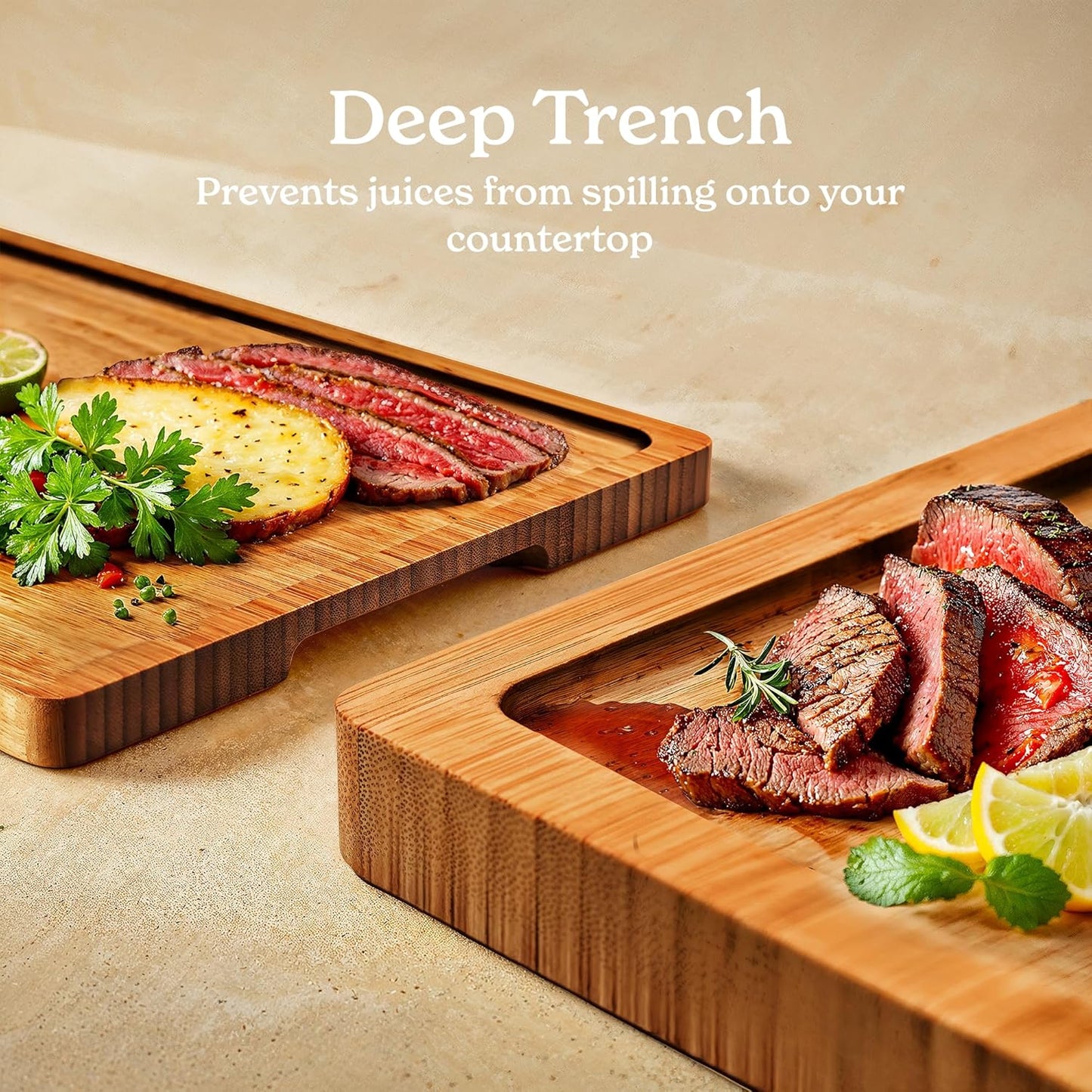 SMIRLY Wood Cutting Boards For Kitchen - Bamboo Cutting Boards For Kitchen Cutting Board, Bamboo Cutting Board Set, Chopping Board, Butcher Block, Small Wooden Cutting Board Set