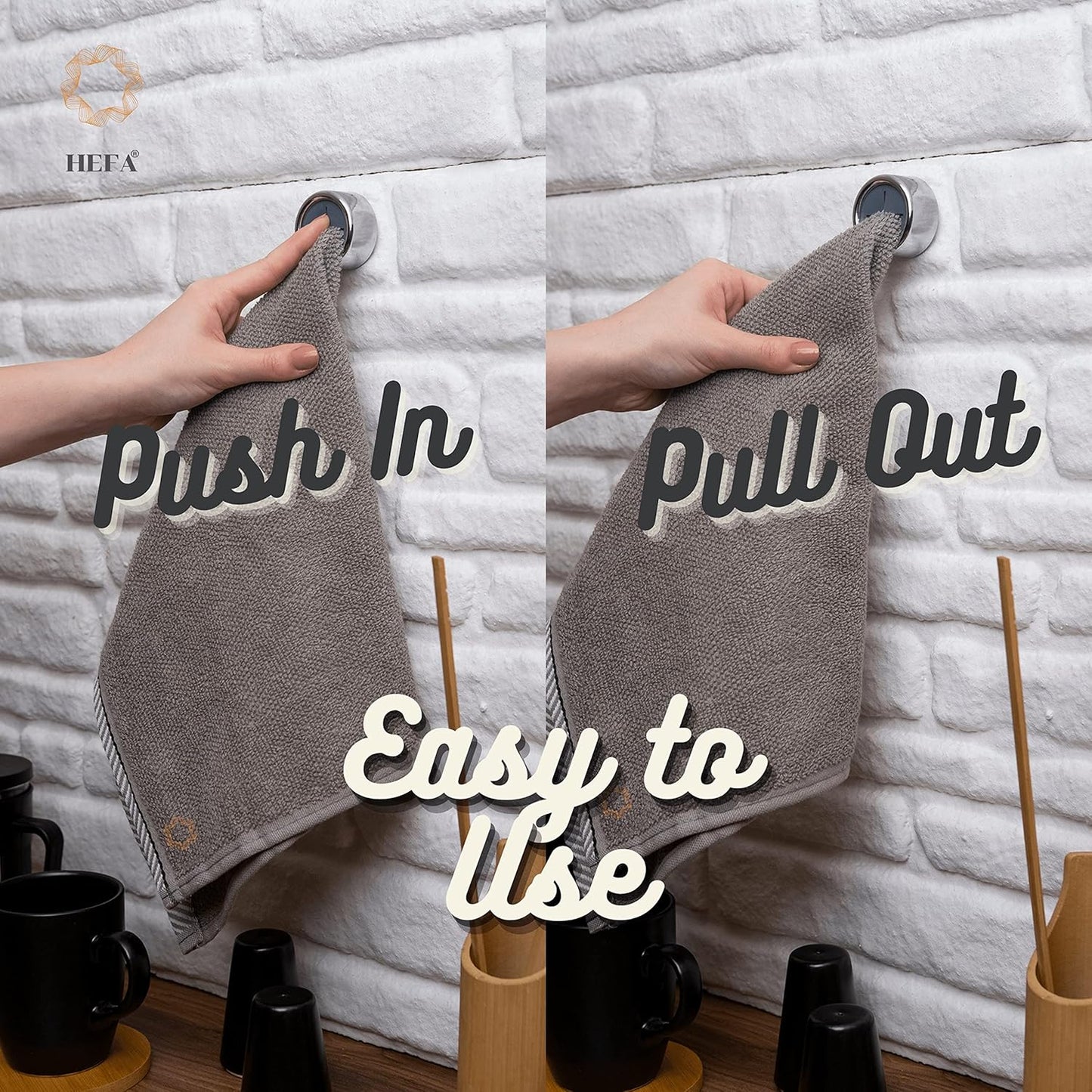 HEFA Towel Hooks, Towel Holder, Dish Towel Holder, Kitchen Organization, Kitchen Towel Hook, Kitchen Towel Holder, Hand Towel Holder, Kitchen Gadgets 8 Pack Eco, Chrome