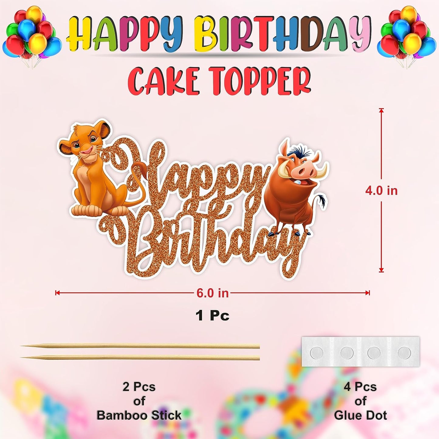 Seyal® The Lion Kng Happy Birthday Cake Topper