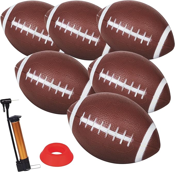 Inflatable Rubber Footballs 6 PCS-8.3" with Pump and