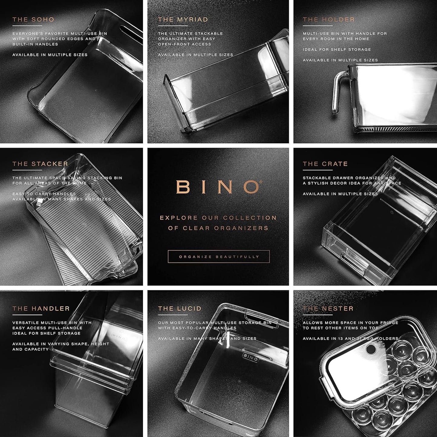 BINO | Stackable Storage Bins, X-Large - 2 Pack | THE STACKER COLLECTION | Clear Plastic | Built-In Handle | BPA-Free | Containers for Organizing Kitchen Pantry | Multi-Use Organizer