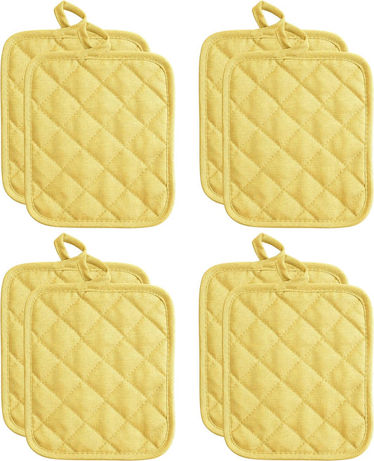 American Linen Pot Holders, Hot Pads, Table Pads for Kitchen and Dining Table, Non Slip Heat Resistant Hot Pot Holder (Sunshine, 8 Pack)